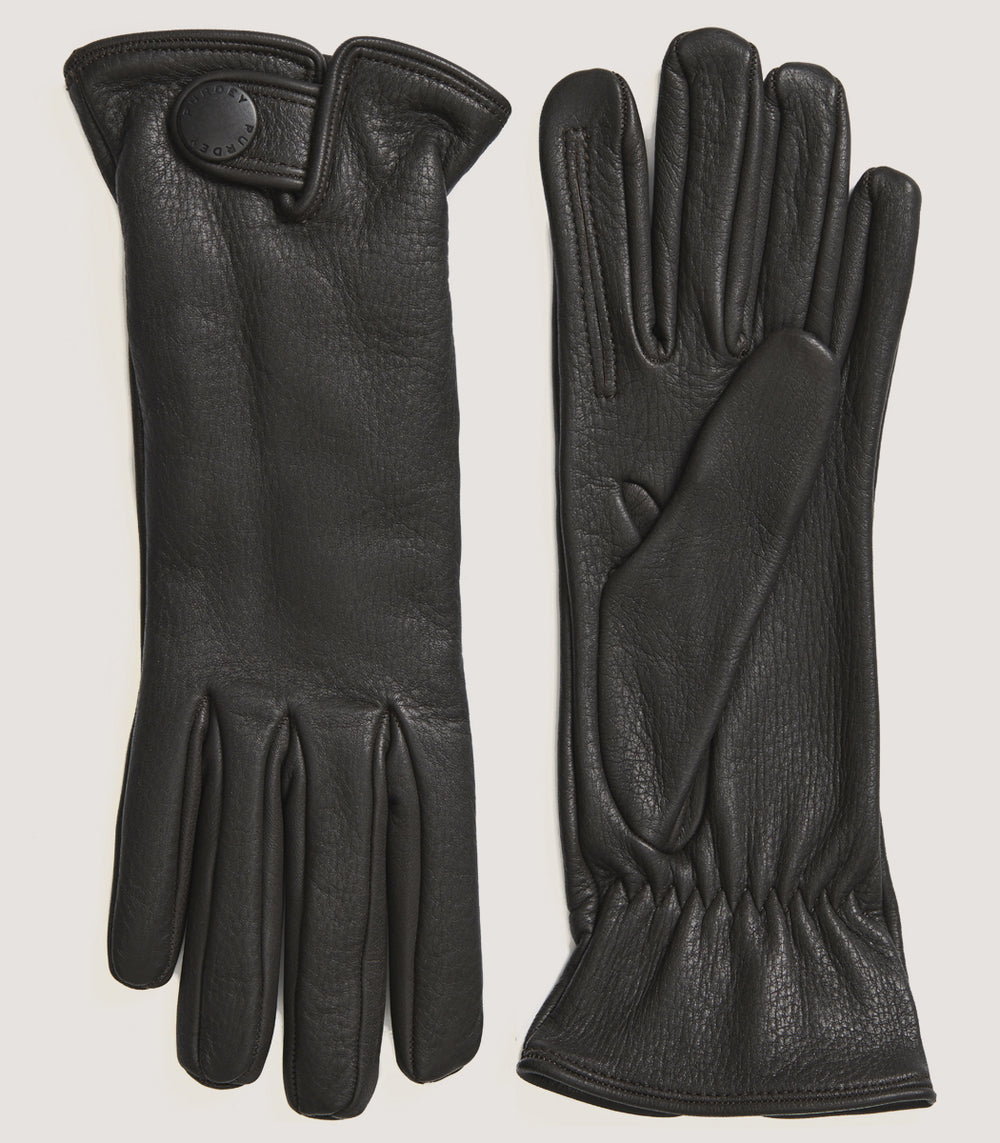 Men's Cashmere Lined Deerskin Sporting Gloves - Left Hand Trigger In Dark Brown