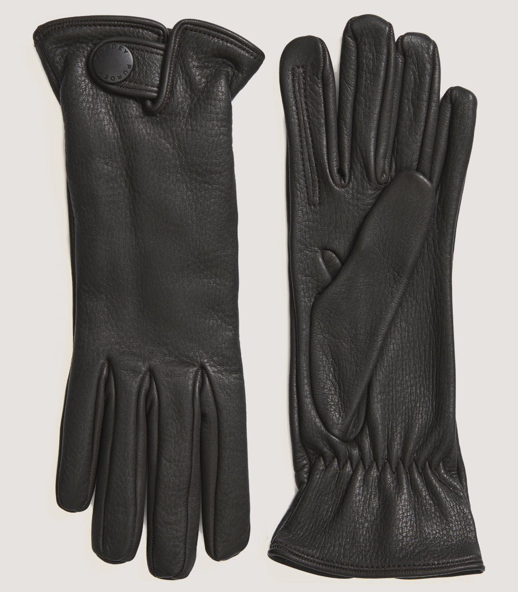 Men's Cashmere Lined Deerskin Sporting Gloves - Right Hand Trigger In Dark Brown