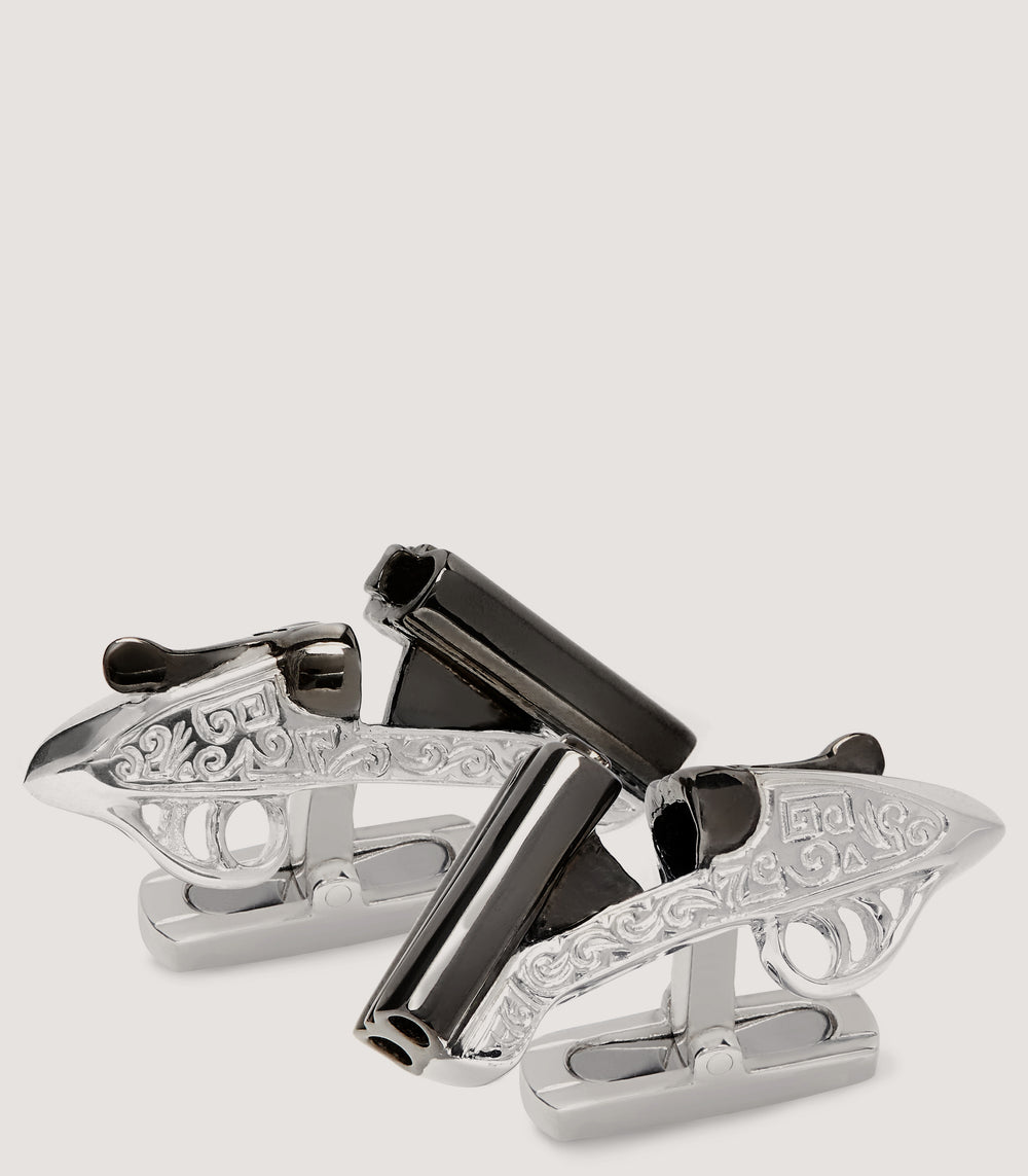 Side-By-Side Silver Cufflinks In Silver