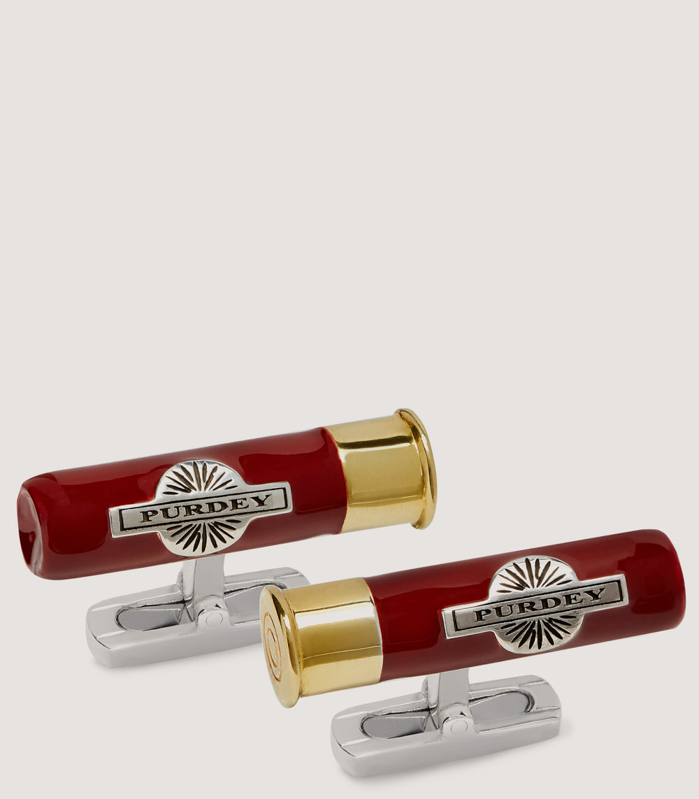 Purdey Cartridge Enamel Cufflinks In Silver