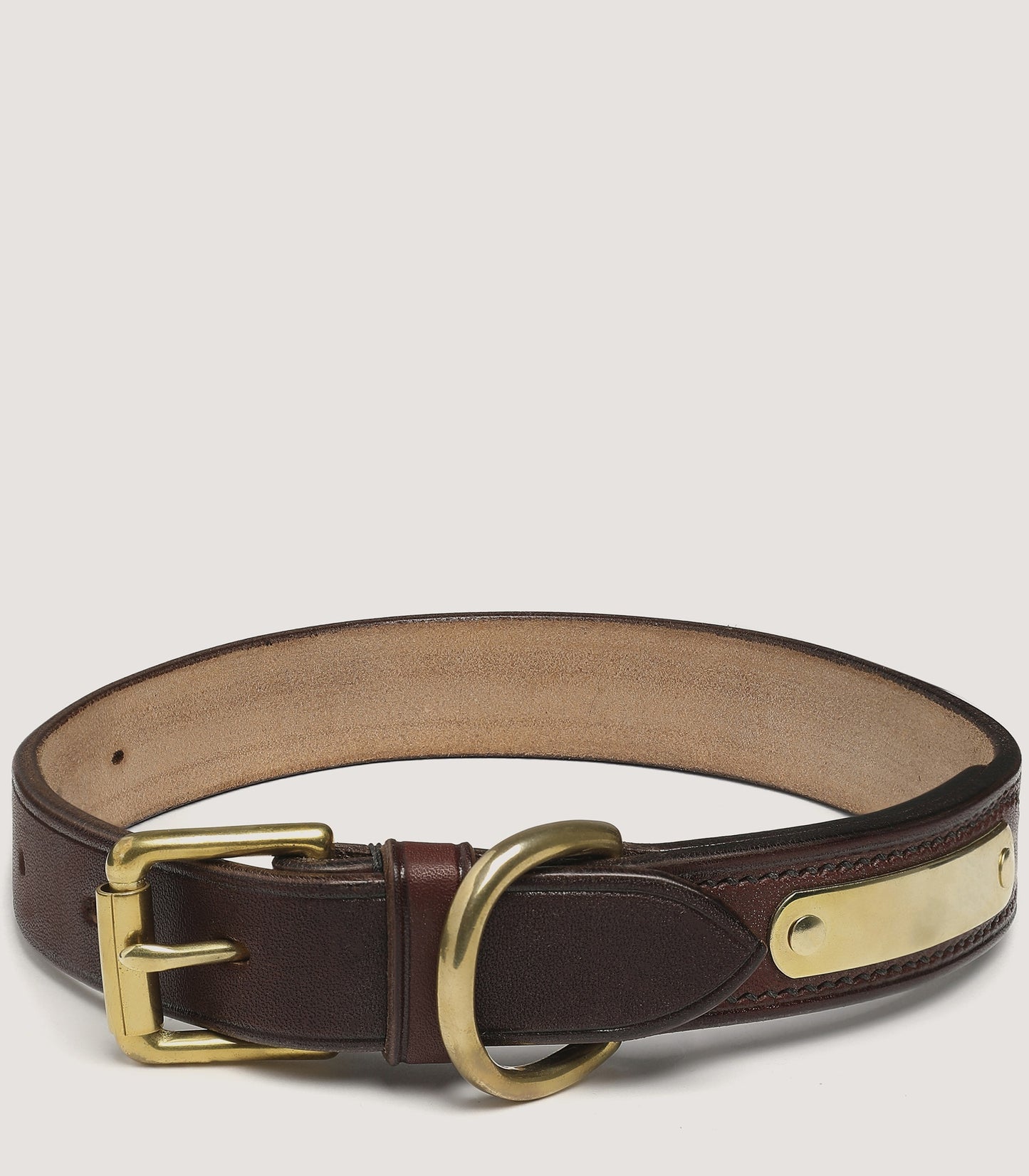 Bridle Leather Dog Collar In Brown.