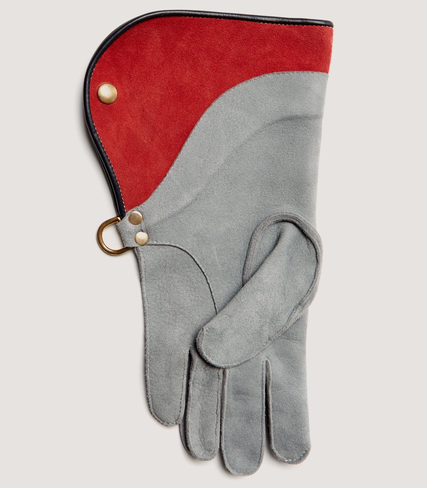 Calf Lined Falconry Glove With Contrast Cuff In Light Grey