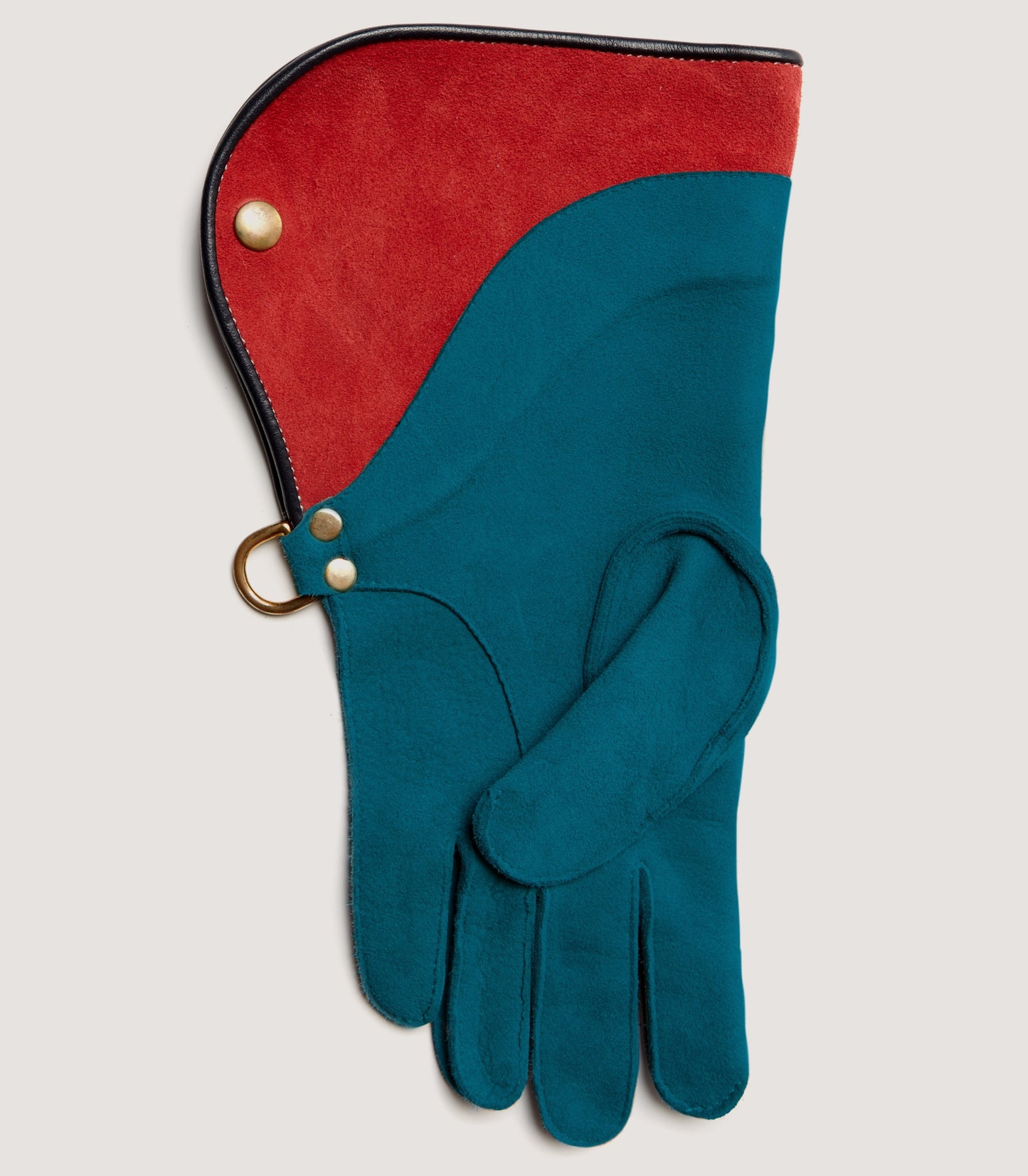 Calf Lined Falconry Glove With Contrast Cuff In Peacock Blue