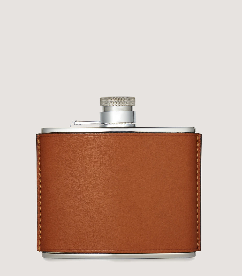 4oz Leather Flask In Tan