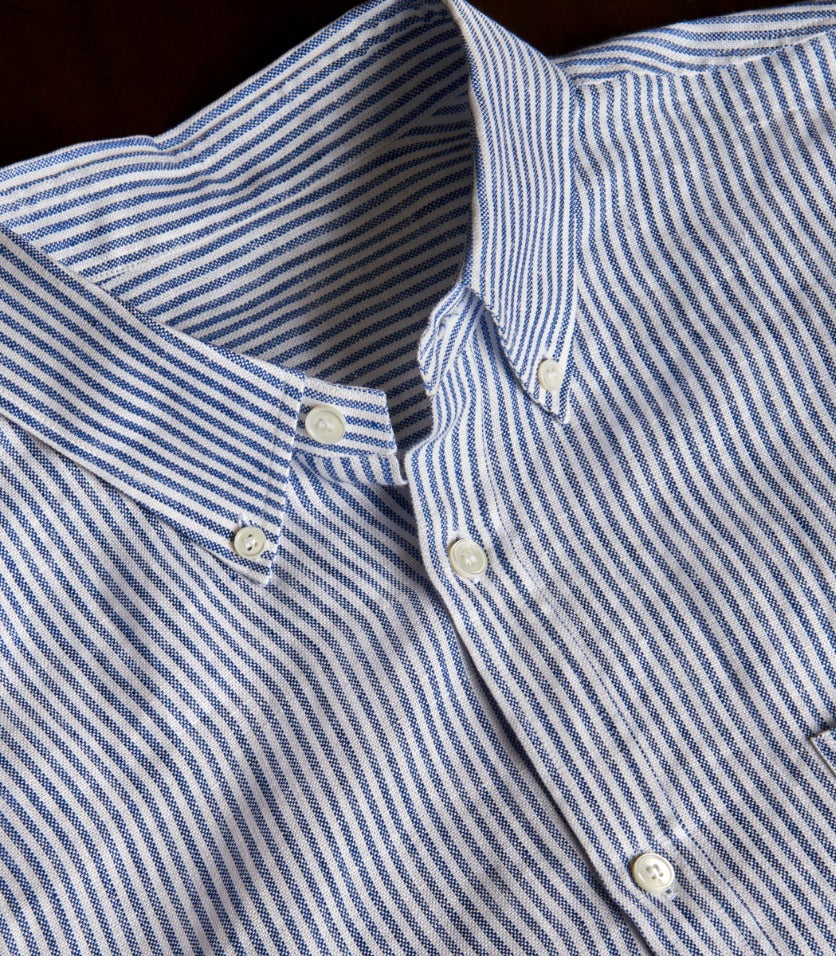 Women's Linen Oxford Stripe Button Down Shirt