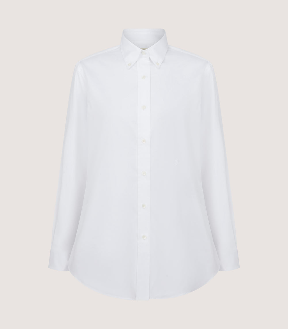 Women's Button Down Signature Cotton Twill Shirt In White