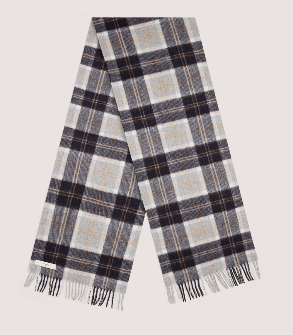 Brush Check Scarf In Navy