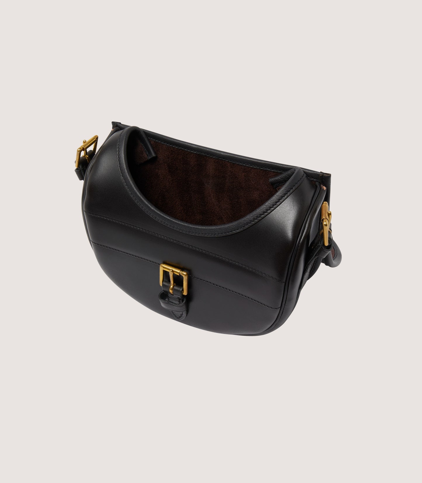 Bridle Leather Cartridge Bag In Dark Brown.