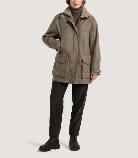 Women's Cashmere Tweed Raglan Field Coat In Brecbowie