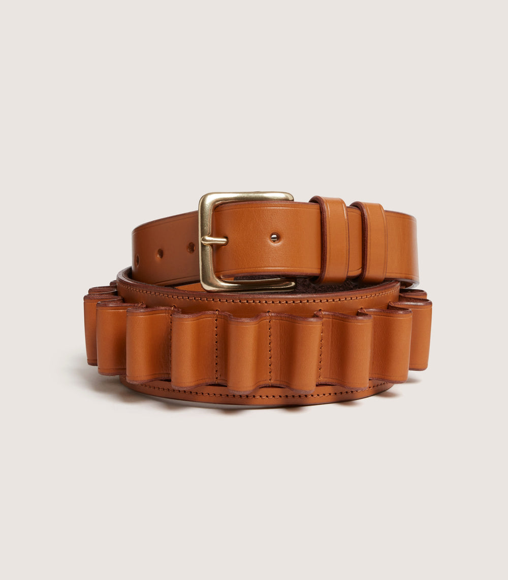 12 Gauge Bridle Leather Cartridge Belt In Tan