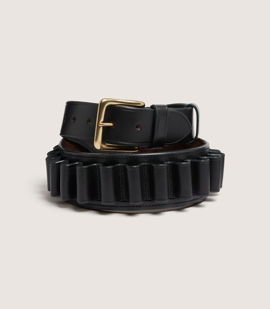 20 Gauge Bridle Leather Cartridge Shell Belt In Dark Brown
