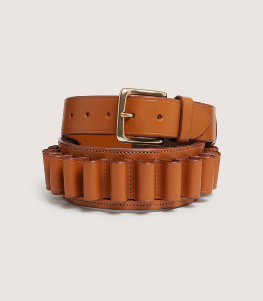 20 Gauge Bridle Leather Cartridge Shell Belt In Tan