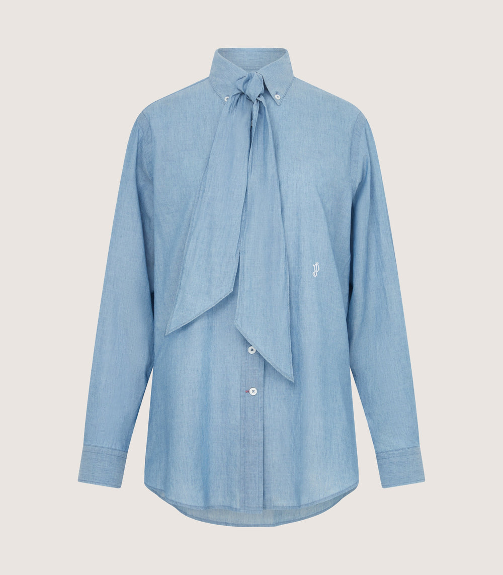 Women's Japanese Chambray Button Down Shirt In Washed Indigo