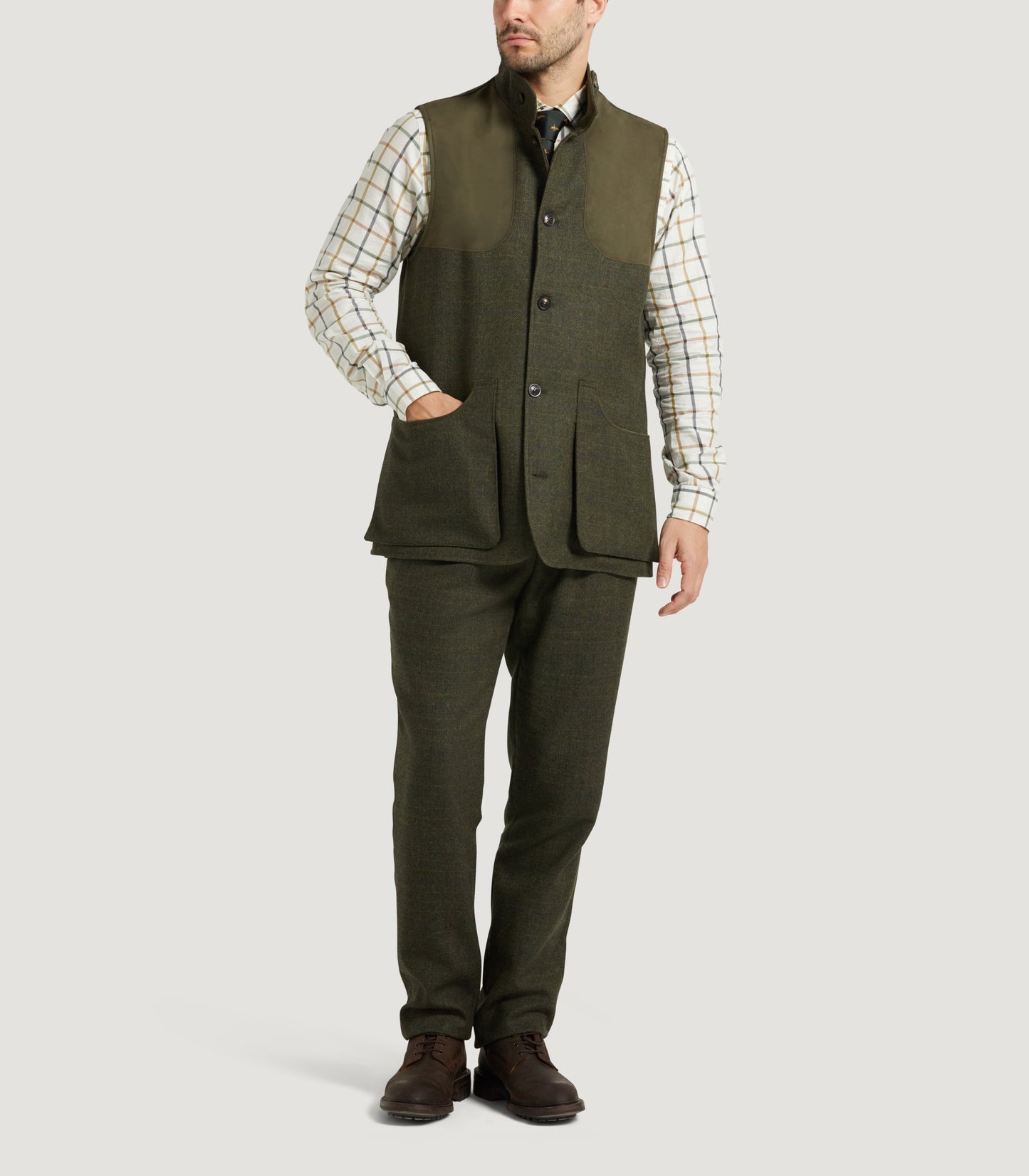 Men's Technical Tweed High Collar Sporting Vest