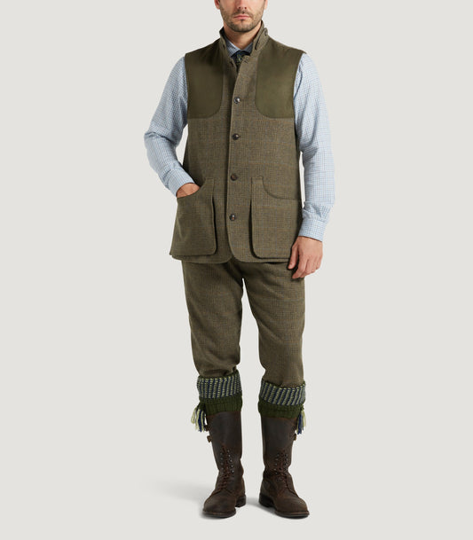 Men's Tweed High Collar Sporting Vest In Morlich