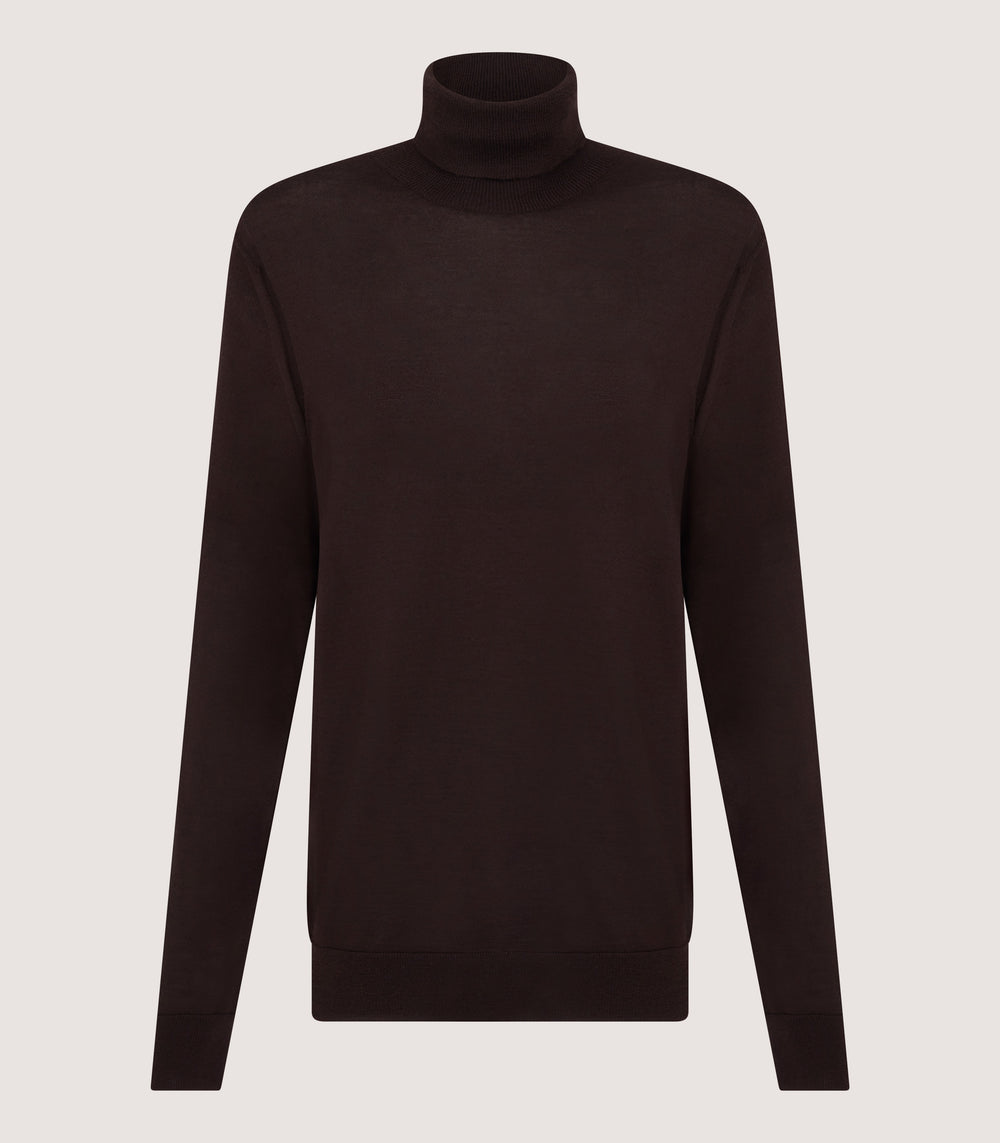 Women's Extra Fine Worsted Cashmere Turtleneck In Chocolate