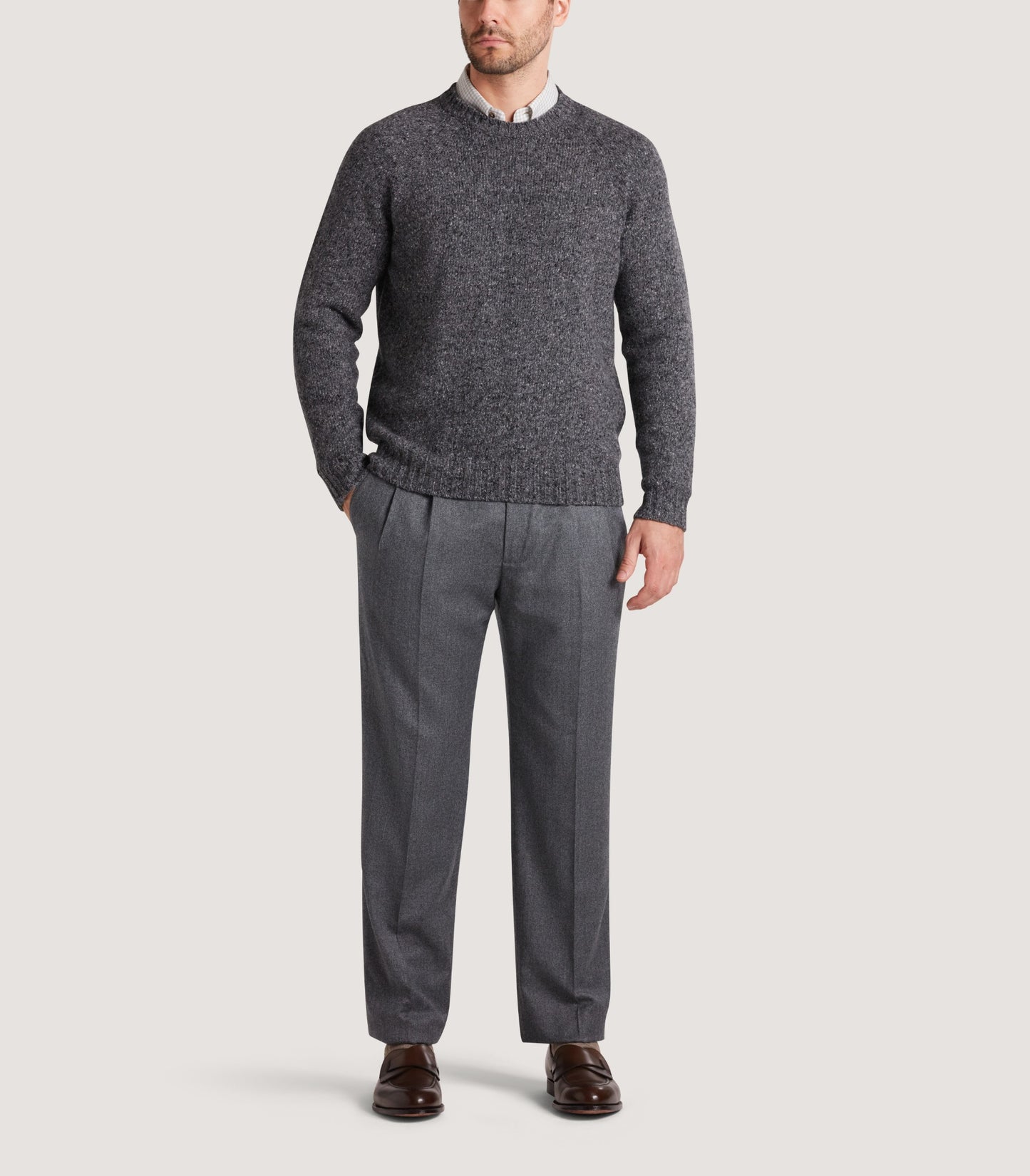 Men's Cashmere Donegal Seamless Crew Neck