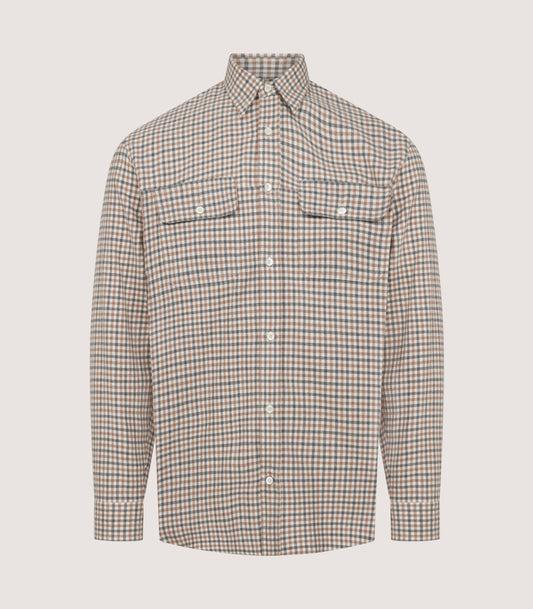 Men's Club Check Double Pocket Shirt In Taupe