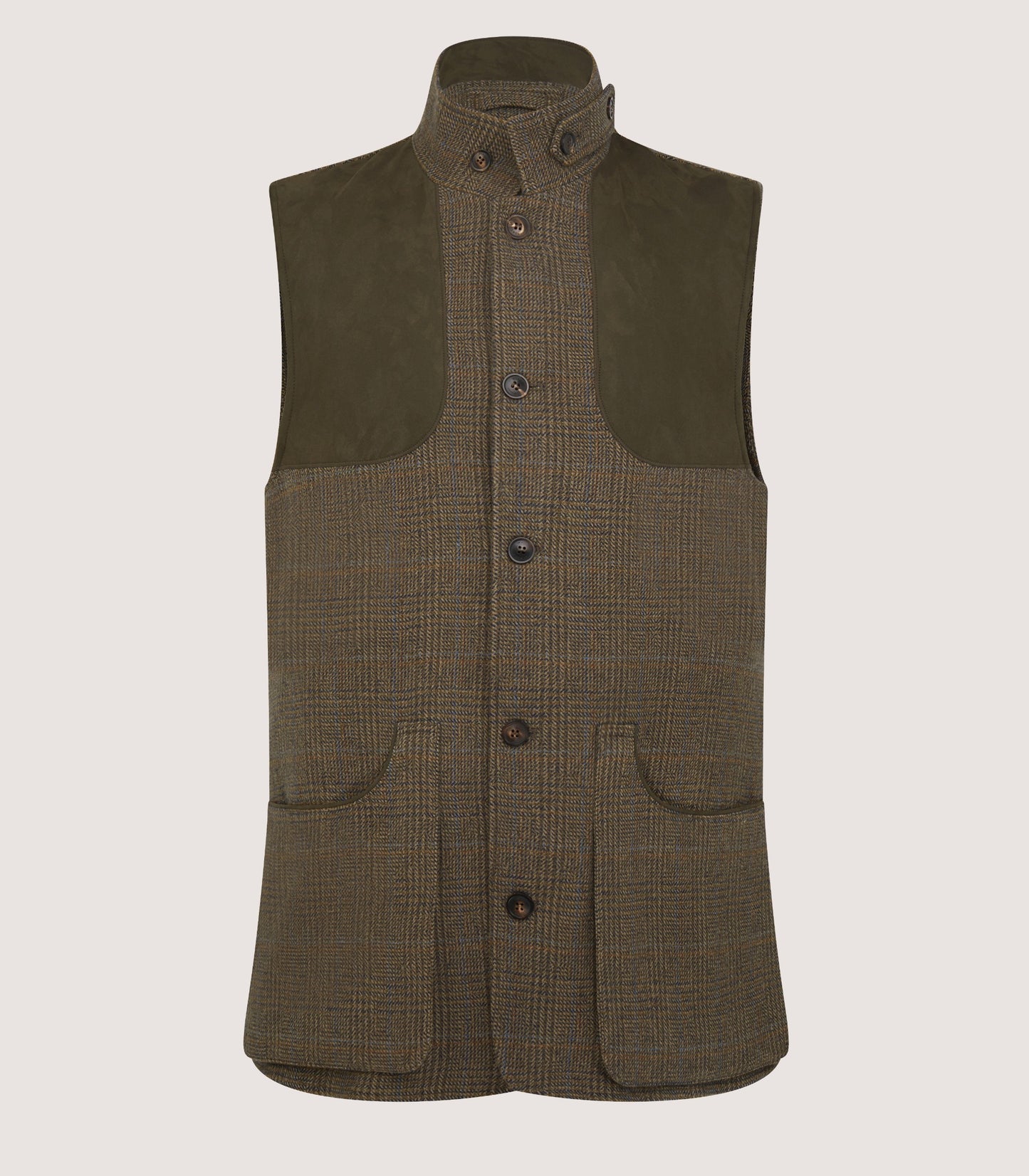 Men's Tweed High Collar Sporting Vest In Morlich