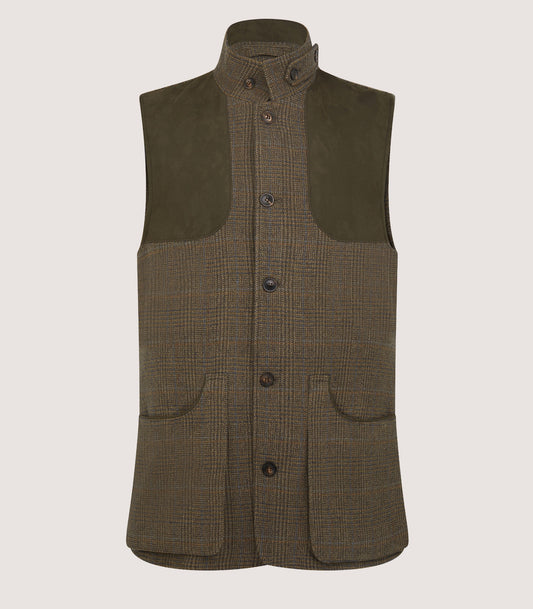 Men's Tweed High Collar Sporting Vest In Morlich