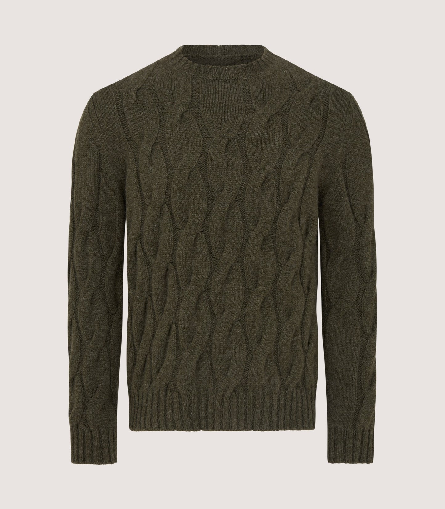 Men's Cashmere Loch Cable Crew Neck Sweater In Loden