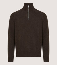 Men's Cashmere Quarter Zip Sweater in Walnut