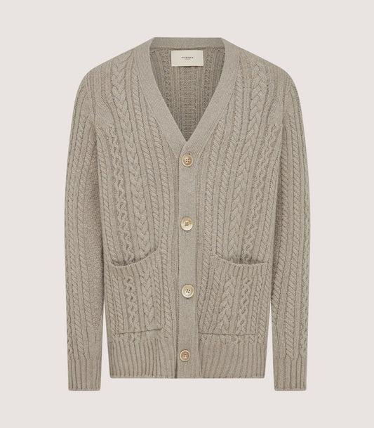 Louis Vuitton Men Sweater Taupe Cream & Blue L Sleeve Rib Knit Crew XXL