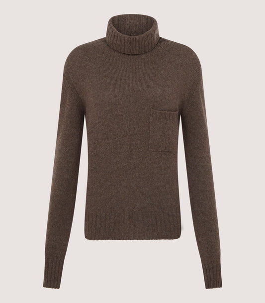 Women's Cashmere Turtleneck Sweater With Chest Pocket