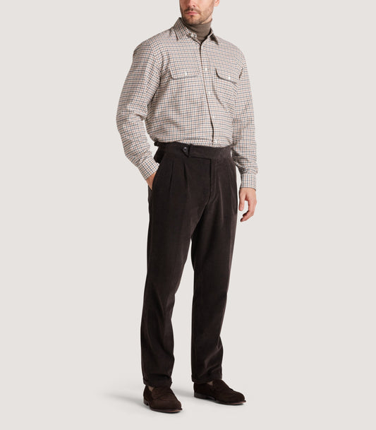 Men's Club Check Double Pocket Shirt In Taupe