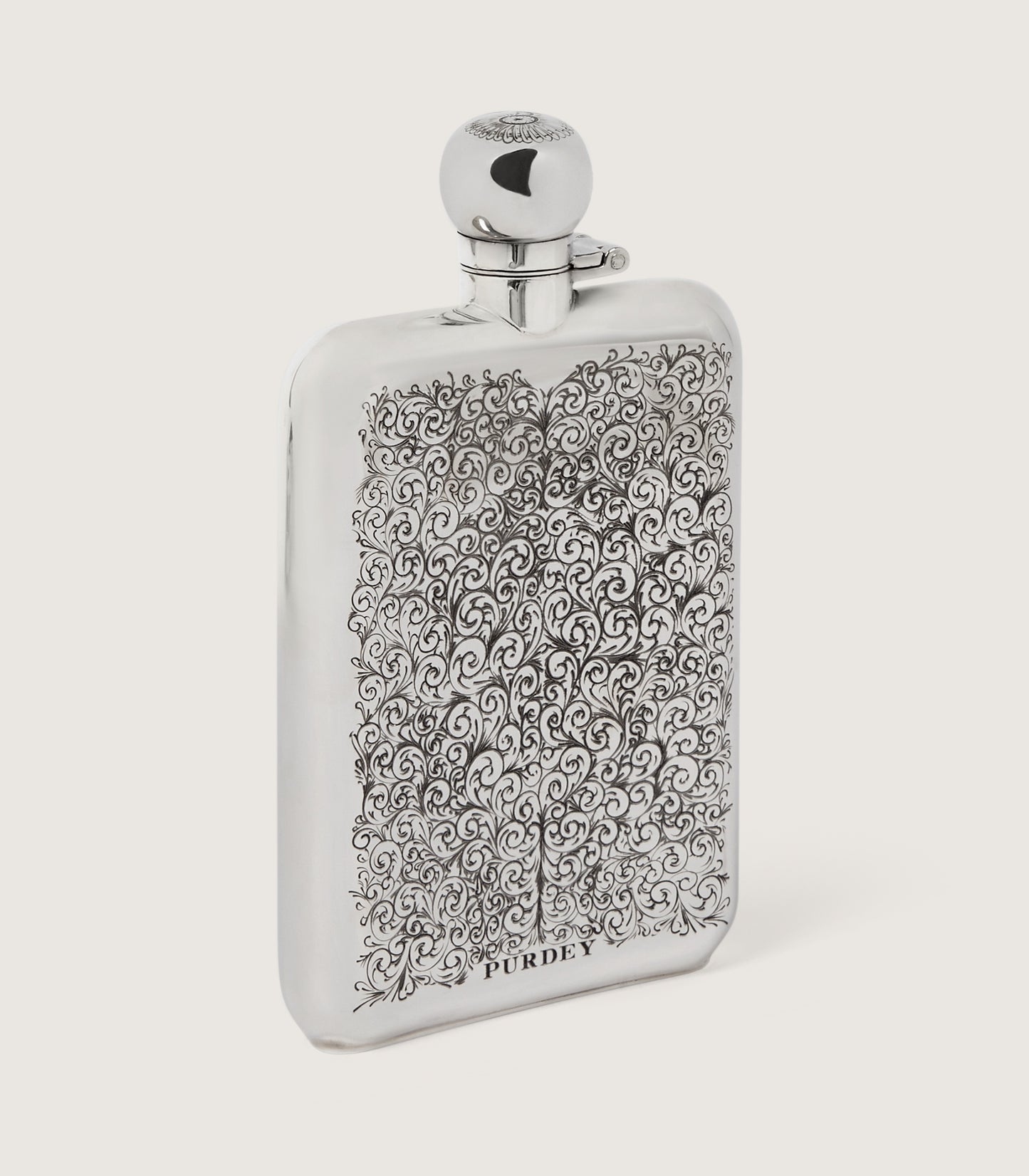 6oz Sterling Silver Gun Scroll Engraved Flask With Walnut Case