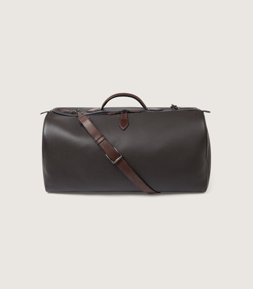 Leather Duffle Holdall Loader In Dark Brown