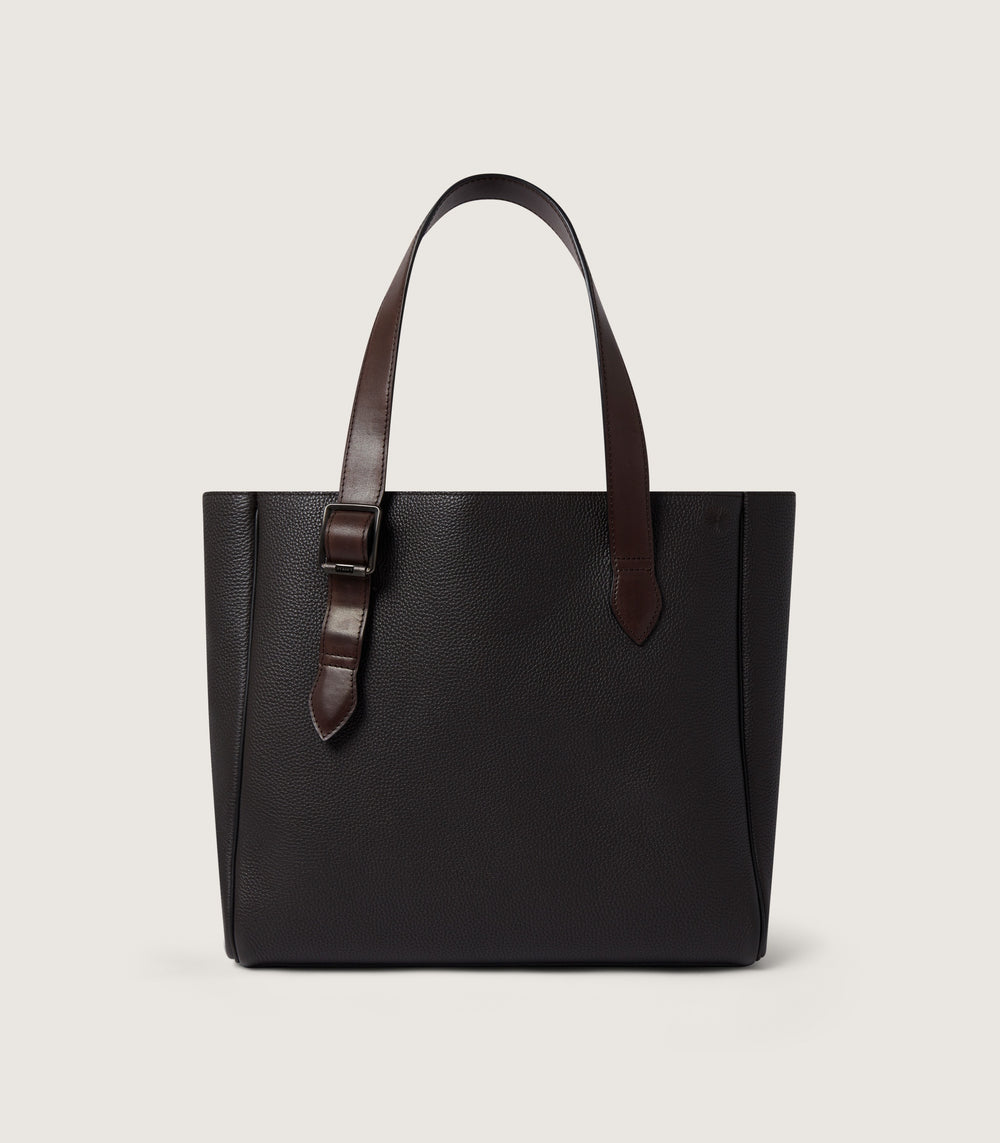 Leather Tote Keeper In Dark Brown