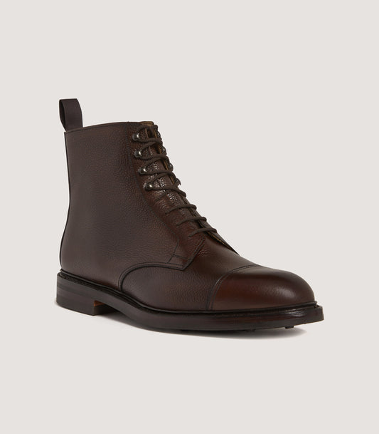 Men's Grain Leather Boot In Dark Brown