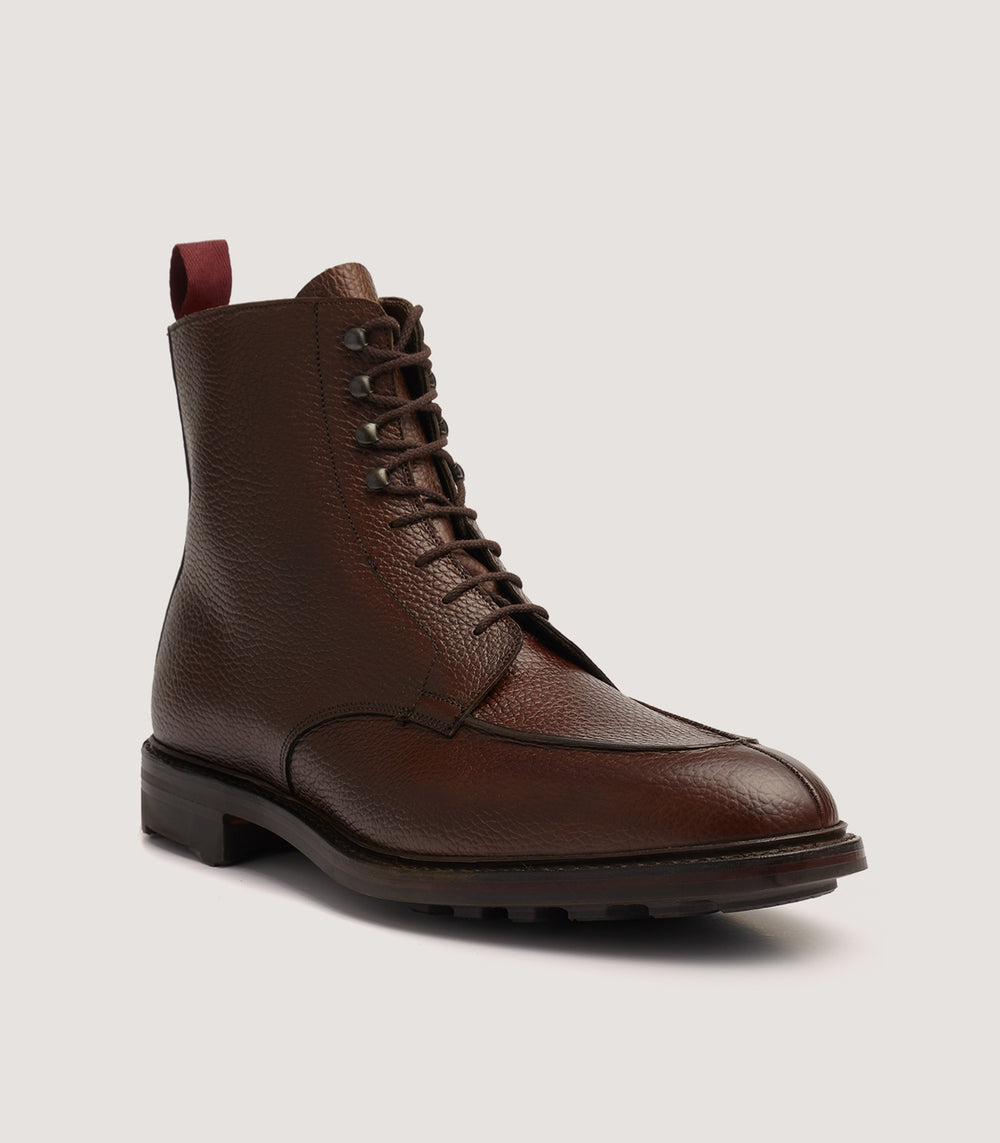 Men's Grain Leather Ankle Boot In Dark Brown