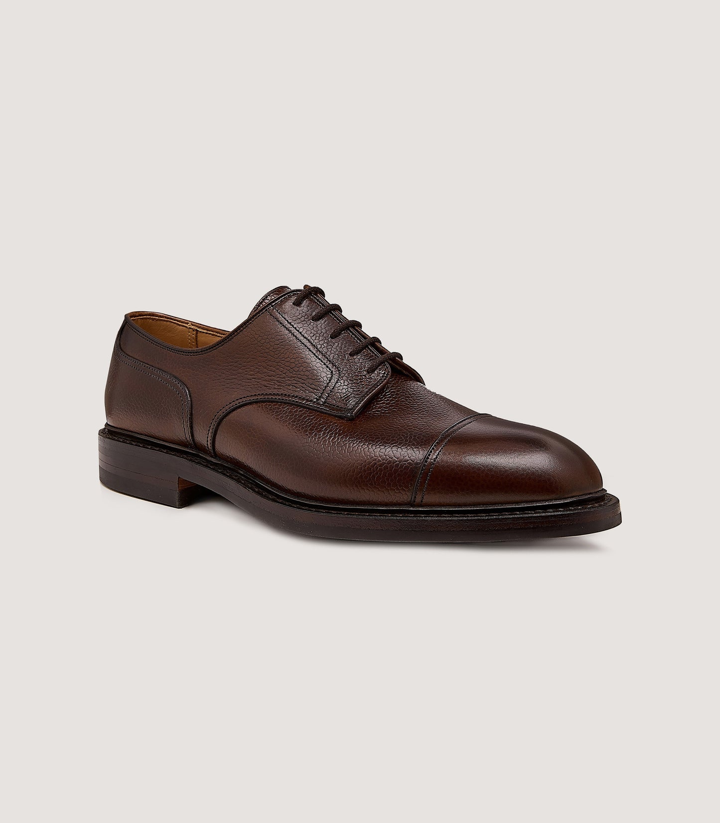 Men's Grain Leather Shoe In Dark Brown