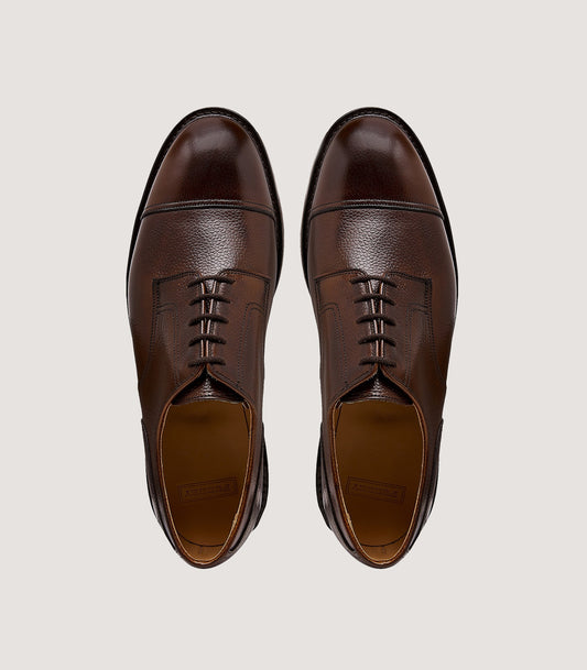 Men's Grain Leather Shoe In Dark Brown