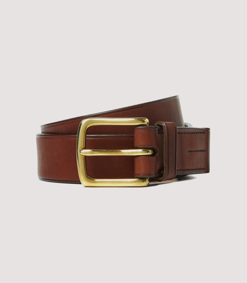 Men's Oak Bark Tanned Leather Belt in Purdey Havana