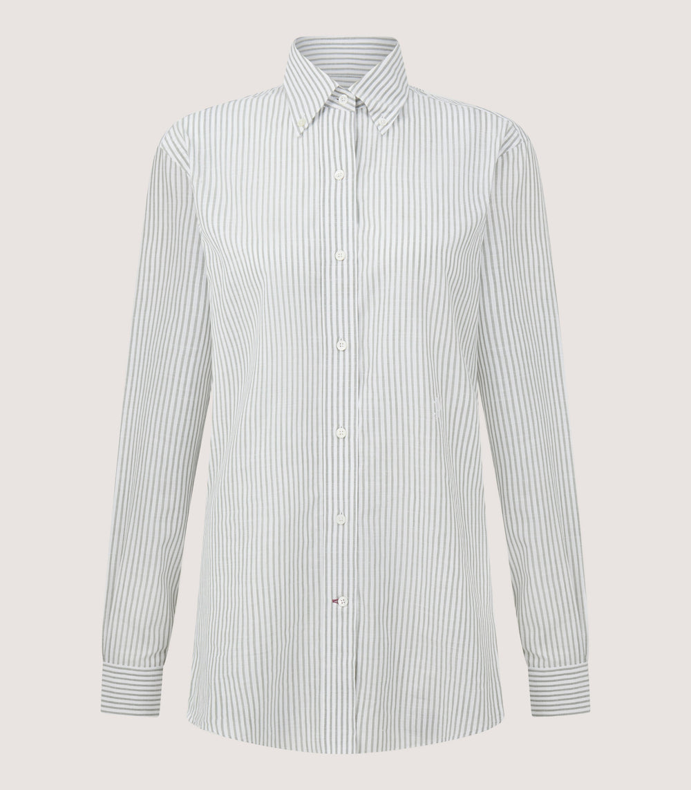 Women's Sage Cotton Linen Button Down Shirt