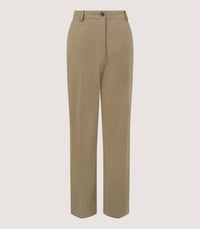 Women's Cotton Flat Front Trouser in Dark Olive