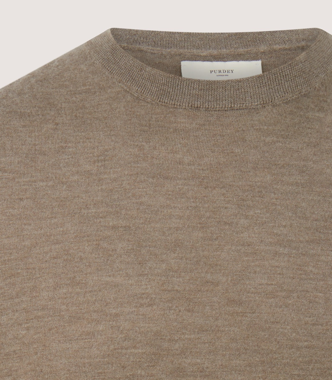 Men's Cashmere Seamless Crew Neck in Taupe