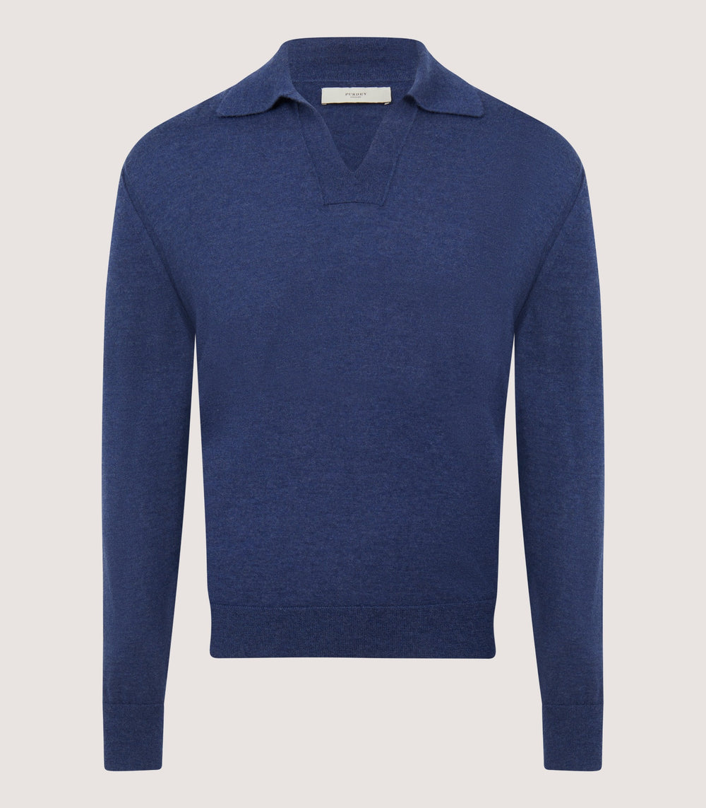 Men's Cashmere Duke Polo in Canvas Blue