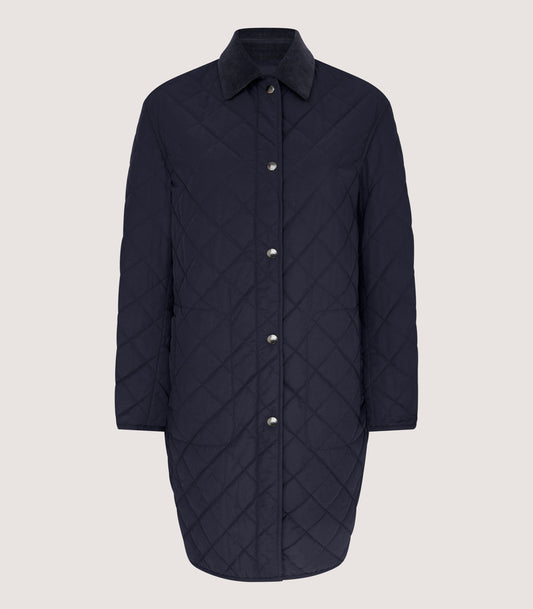 Women's Navy Long Quilted Purdey Jacket