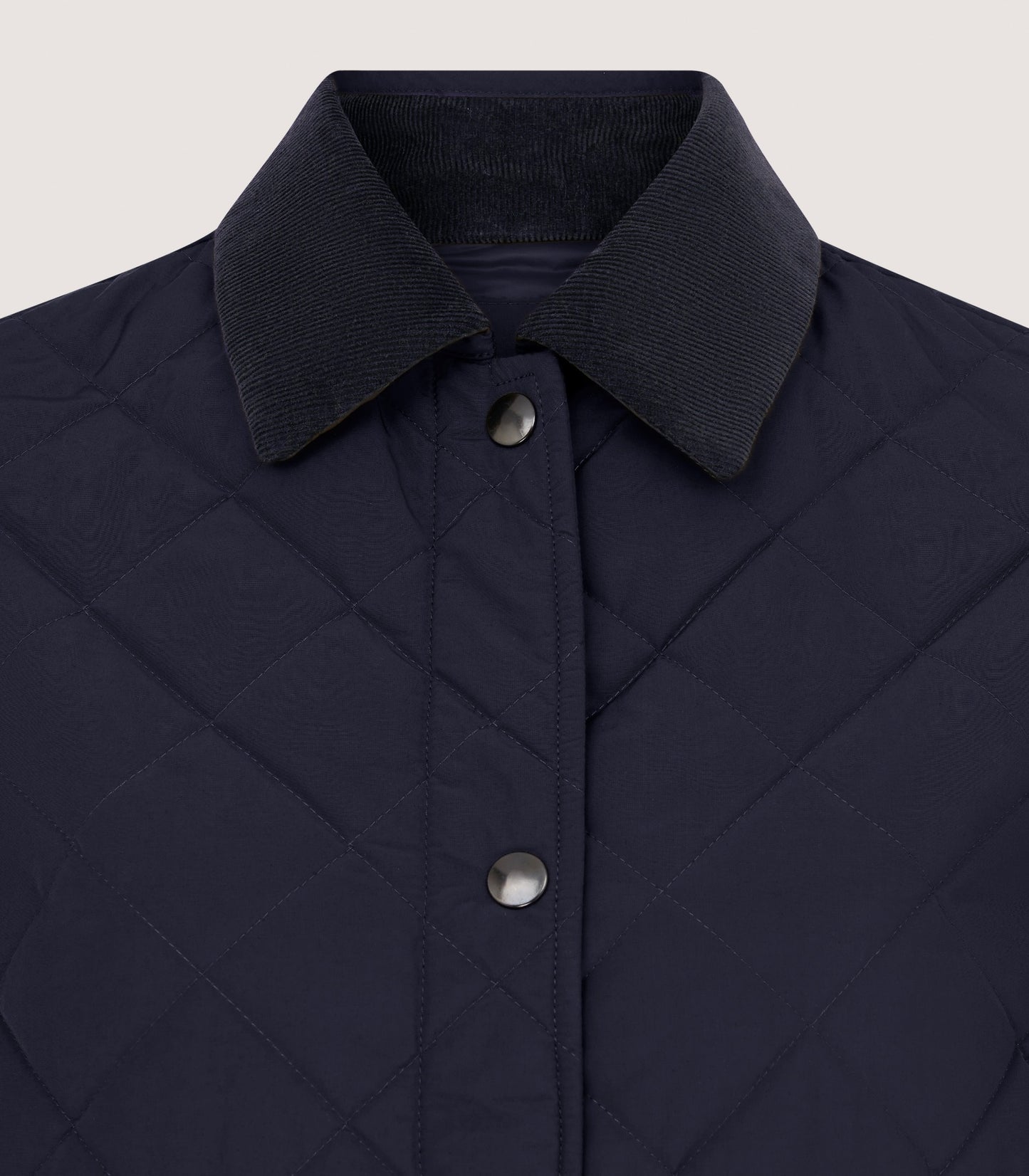 Women's Long Quilted Purdey Jacket in Navy