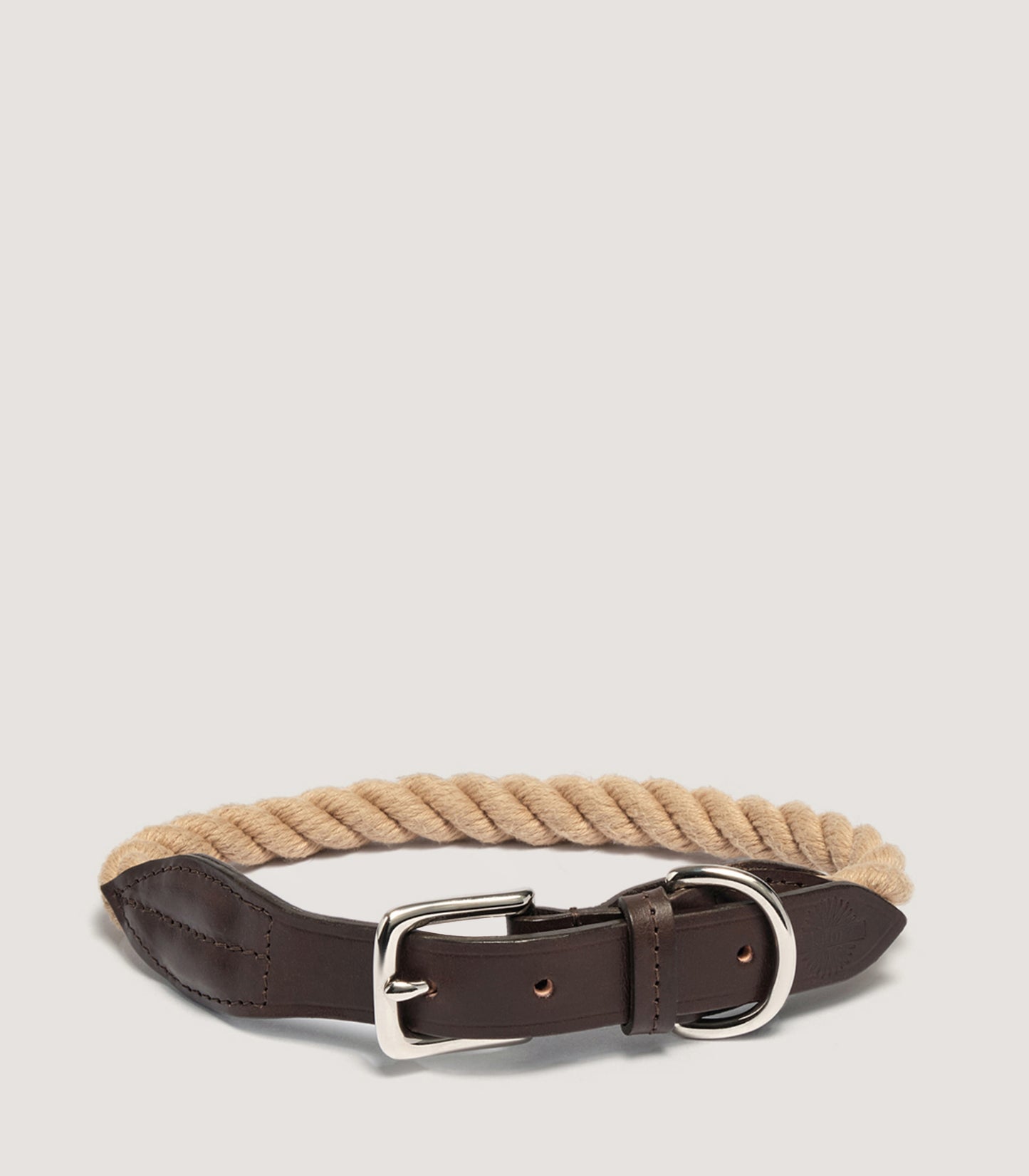 Rope & Leather Dog Collar In Natural