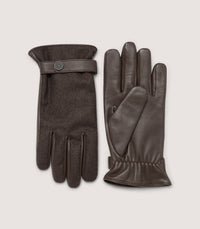 Men's Loden and Leather Gloves in Peat Brown