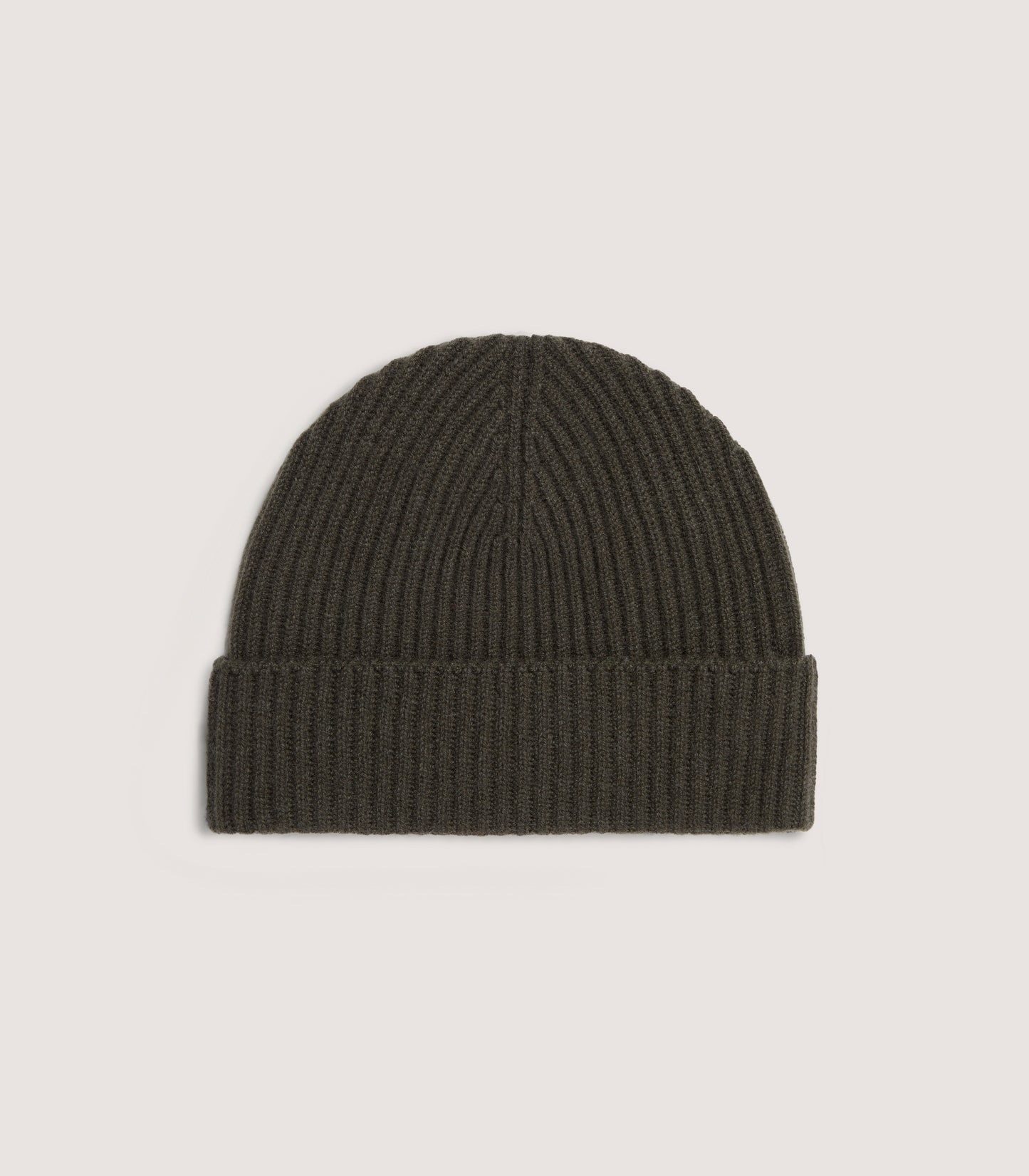 Unisex Ribbed Cashmere Beanie in Loden