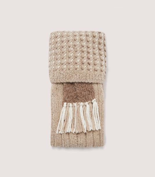 Mullion Cable and Diamond Baby Alpaca Socks in Birch