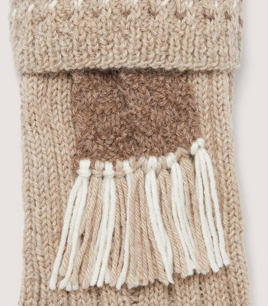 Mullion Cable and Diamond Baby Alpaca Socks in Birch