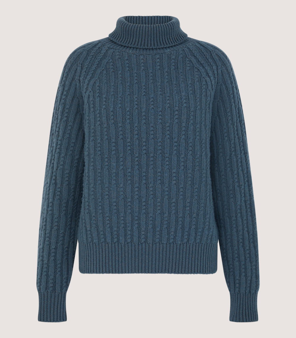 Women's Annabel Roll Neck in Canvas Blue