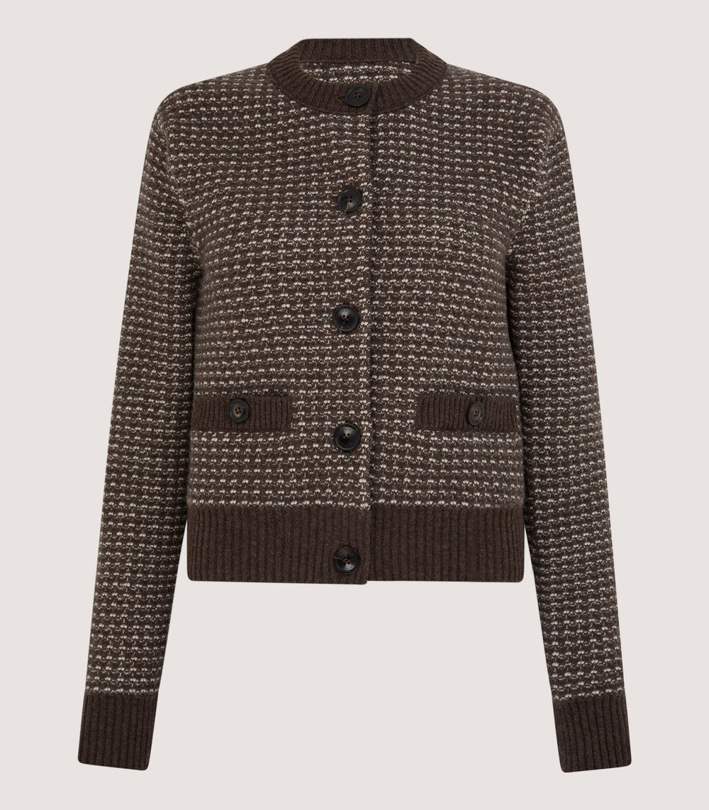 Women's Rosebank Cashmere Tweed Cardigan in Walnut